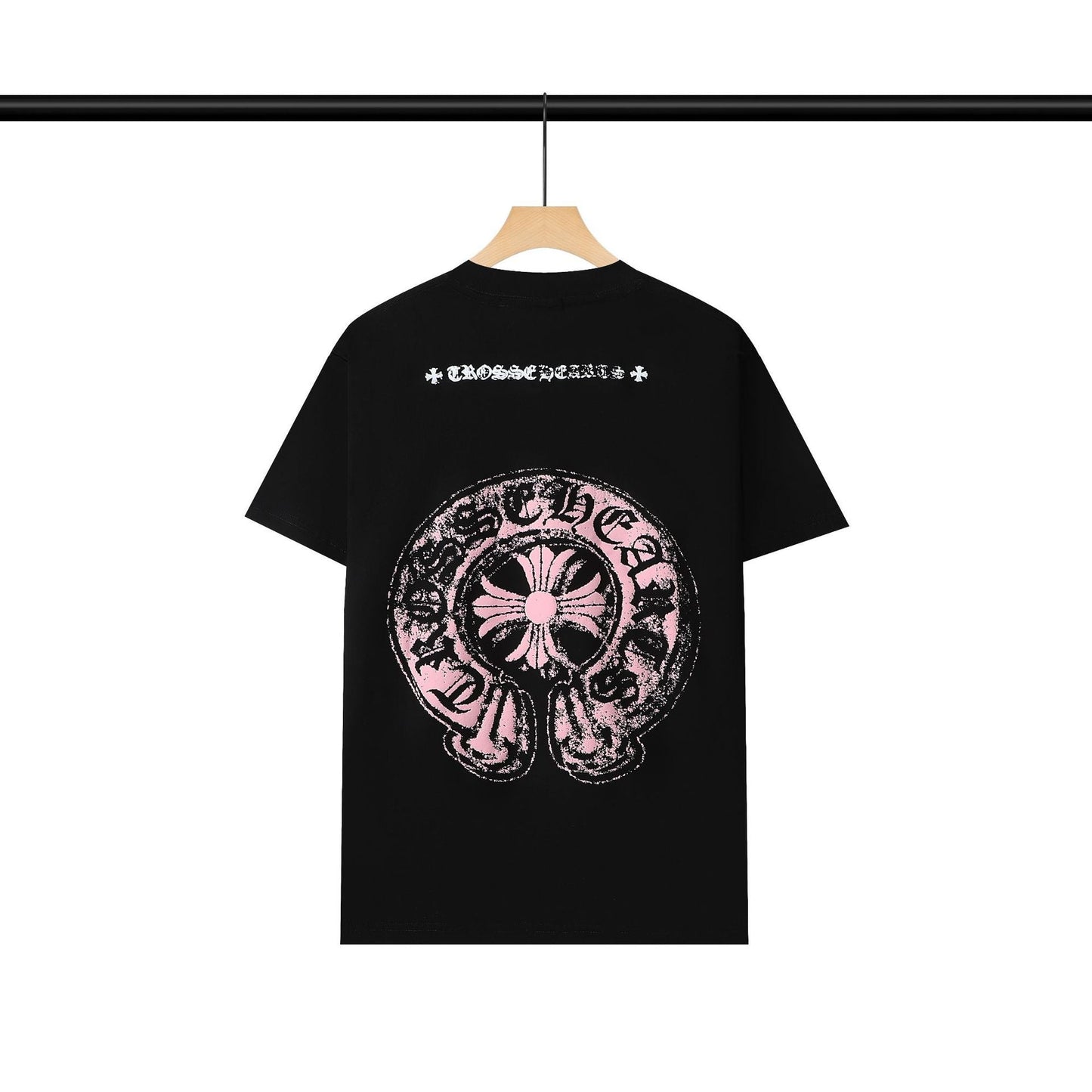 Chrome Heart T Shirts Chrome Hearts Pink Sanskrit Print Short Sleeve T-Shirt