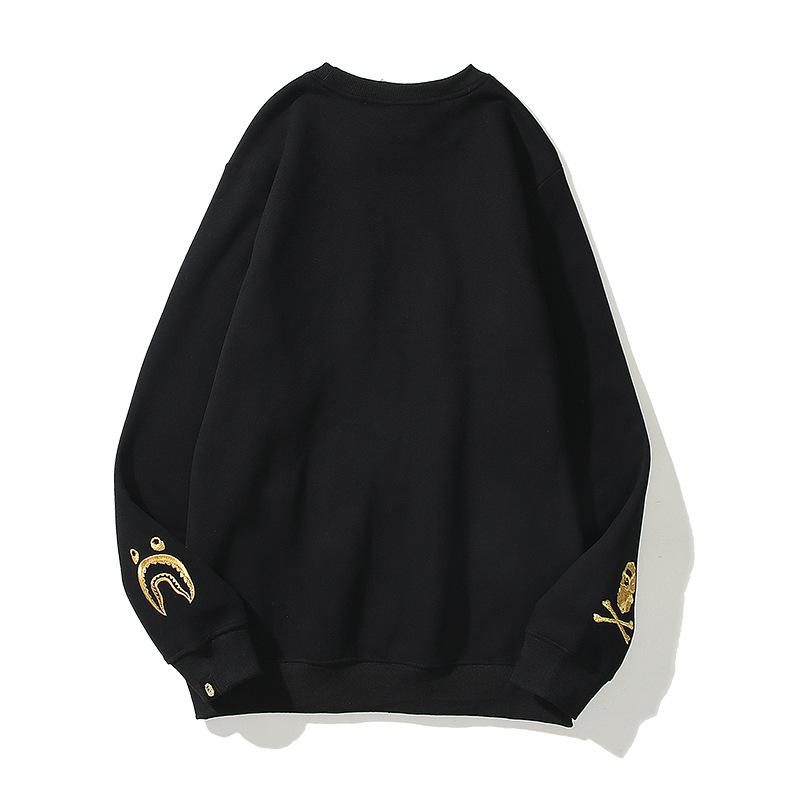 Bathing Ape Sweatshirts Autumn and Winter Cartoon Embroidered Crew Neck Pullover and Fleece Sweater Men and Women