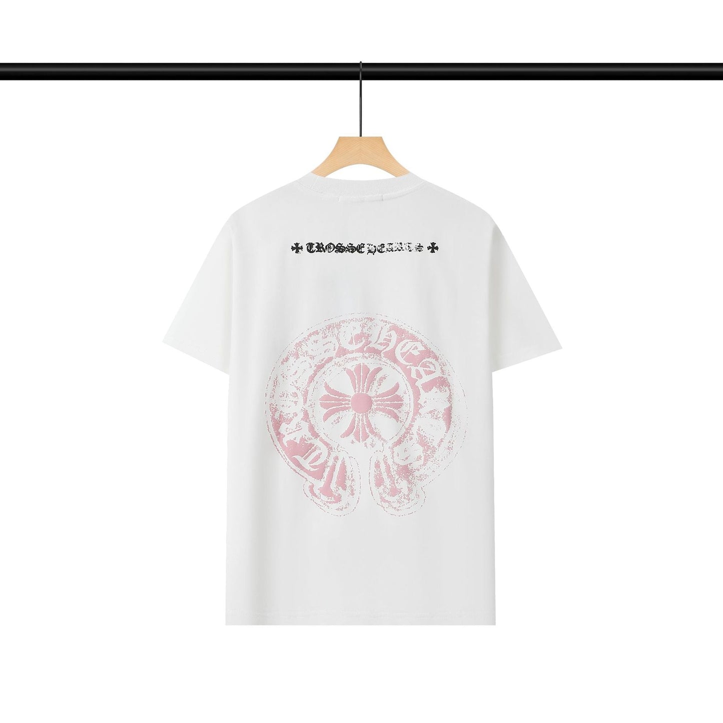 Chrome Heart T Shirts Chrome Hearts Pink Sanskrit Print Short Sleeve T-Shirt