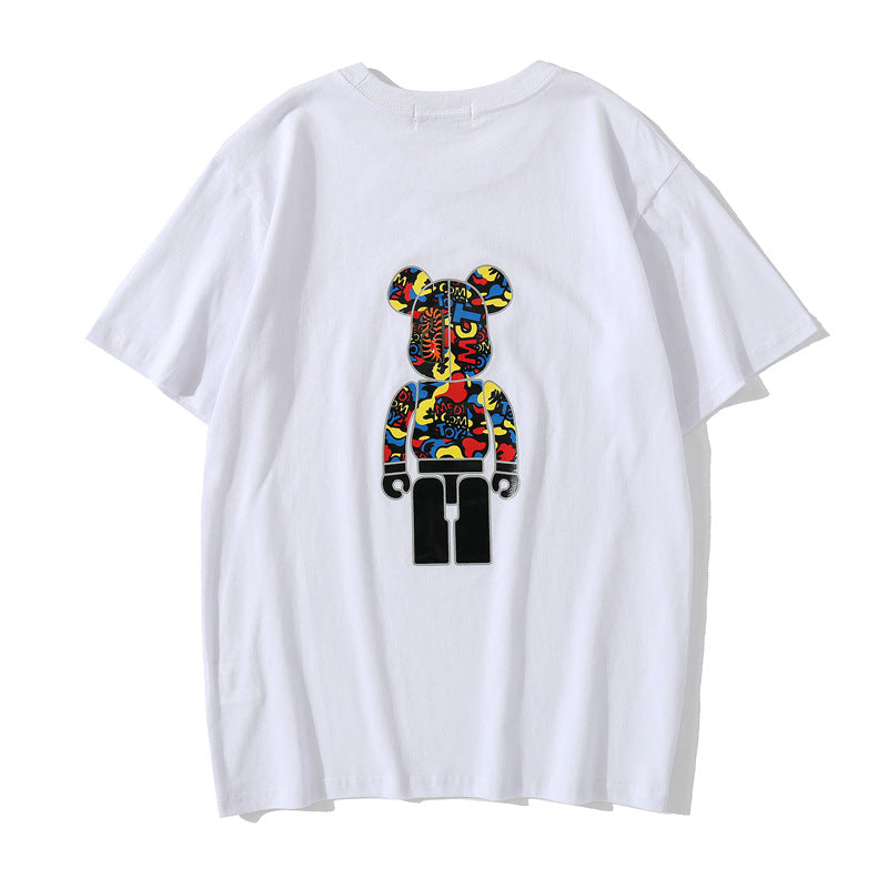 Bape Bearbrick T-Shirt Camouflage Loose Short Sleeve Men And Women Same Style