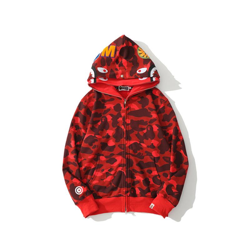 Bathing Ape Jacket Spring Fashion Brand Double Hood Camouflage Cardigan Zipper Sweater Coat for Men and Women