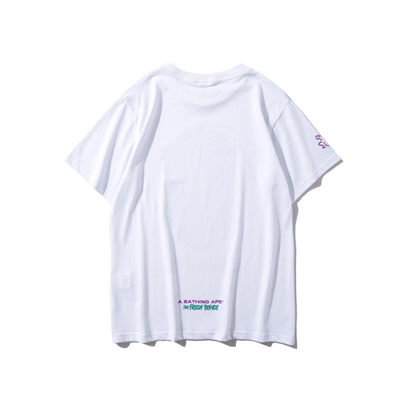 Bathing Ape T-Shirt Summer Printing Colorful Graffiti Short Sleeve T-shirt Men and Women