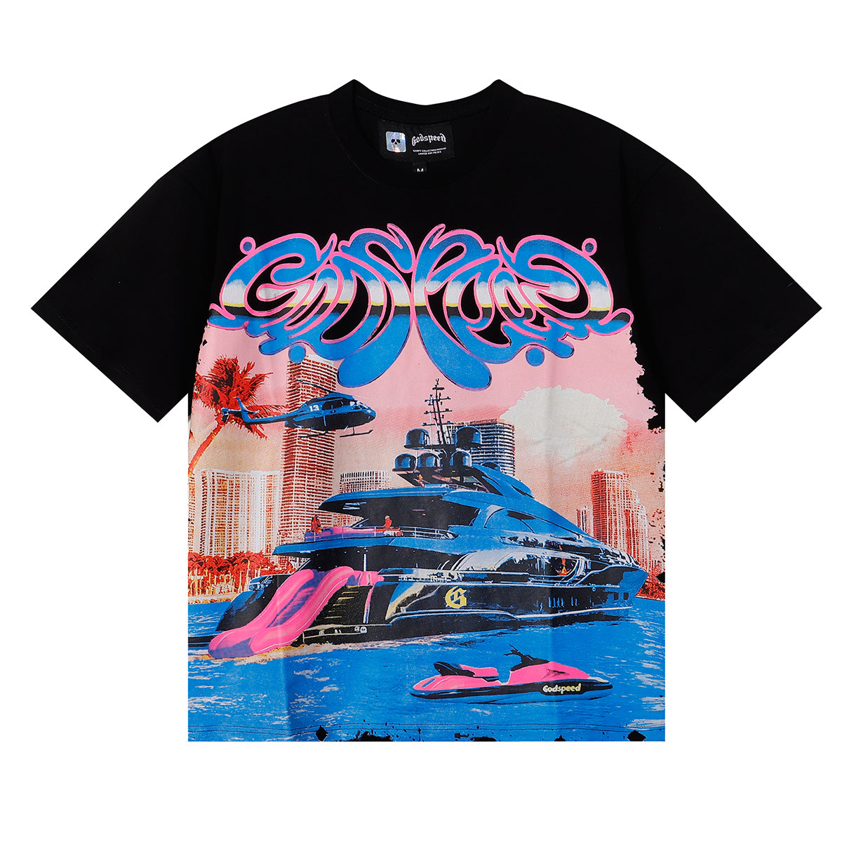 Godspeed T-shirts Luxury Cruise Helicopter Printing Cotton Casual Short Sleeves Men and Women