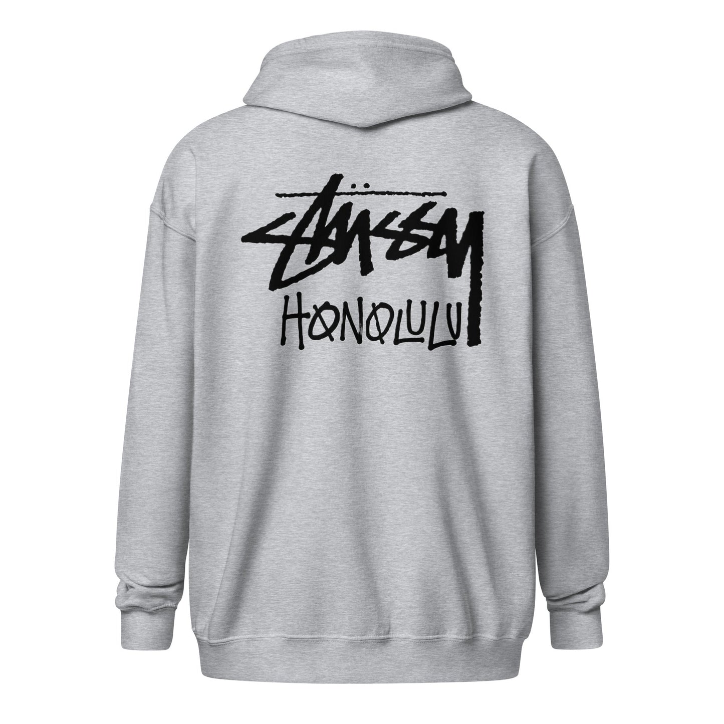 Stussy Honolulu Fleece Zip-Up Hoodie in Grey C